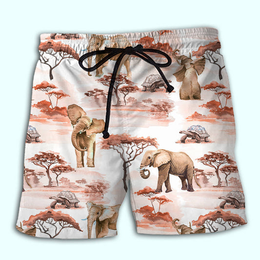 Cute African Elephant Art - Beach Short