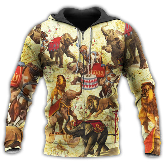 Elephant Circus Fun Vintage Style - 3D Hoodie