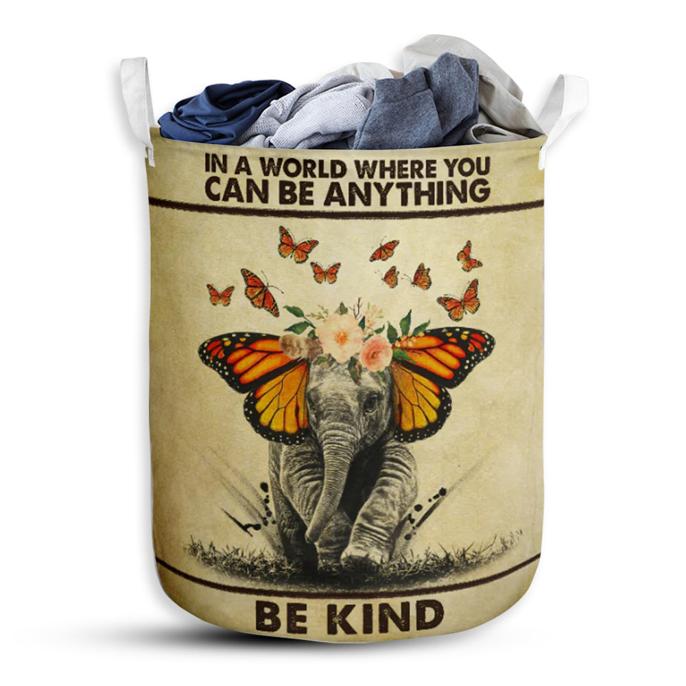 S: 17.72”x13.78” (45x35 cm) Elephant Be Kind - Laundry Basket - Owls Matrix LTD