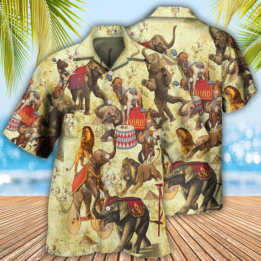 Vintage Elephant Circus Show Art - Hawaiian Shirt
