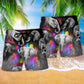 Elephant Colorful Black Contrast Art – Beach Short