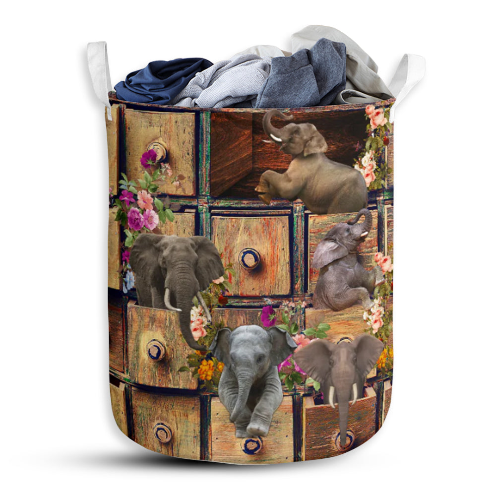 Elephant Drawer Colorful - Laundry Basket - Owls Matrix LTD