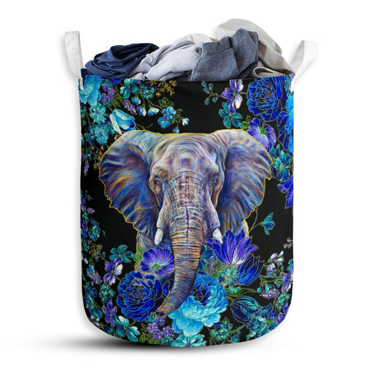 Elephant Flower Purple - Laundry Basket - Owls Matrix LTD