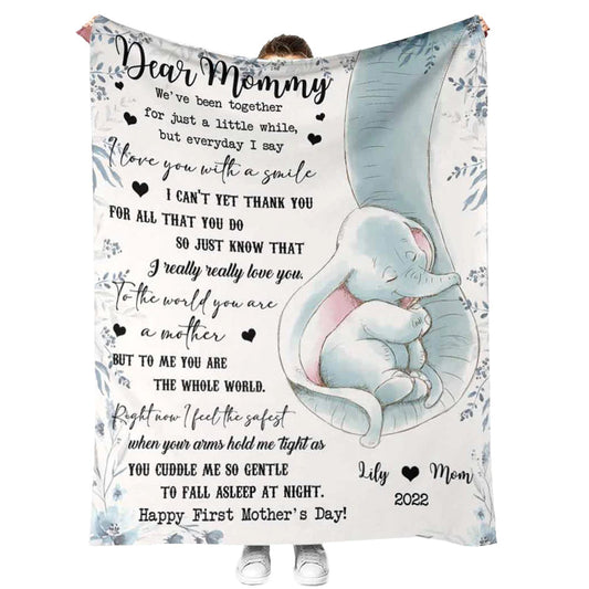 Elephant I Really Love You Mothers Day Mother Personalized 50 x 60 Inch Flannel Blanket For Cozy Bedroom And Sofa Decor