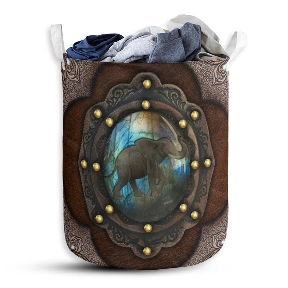 S: 17.72”x13.78” (45x35 cm) Elephant Leather - Laundry Basket - Owls Matrix LTD