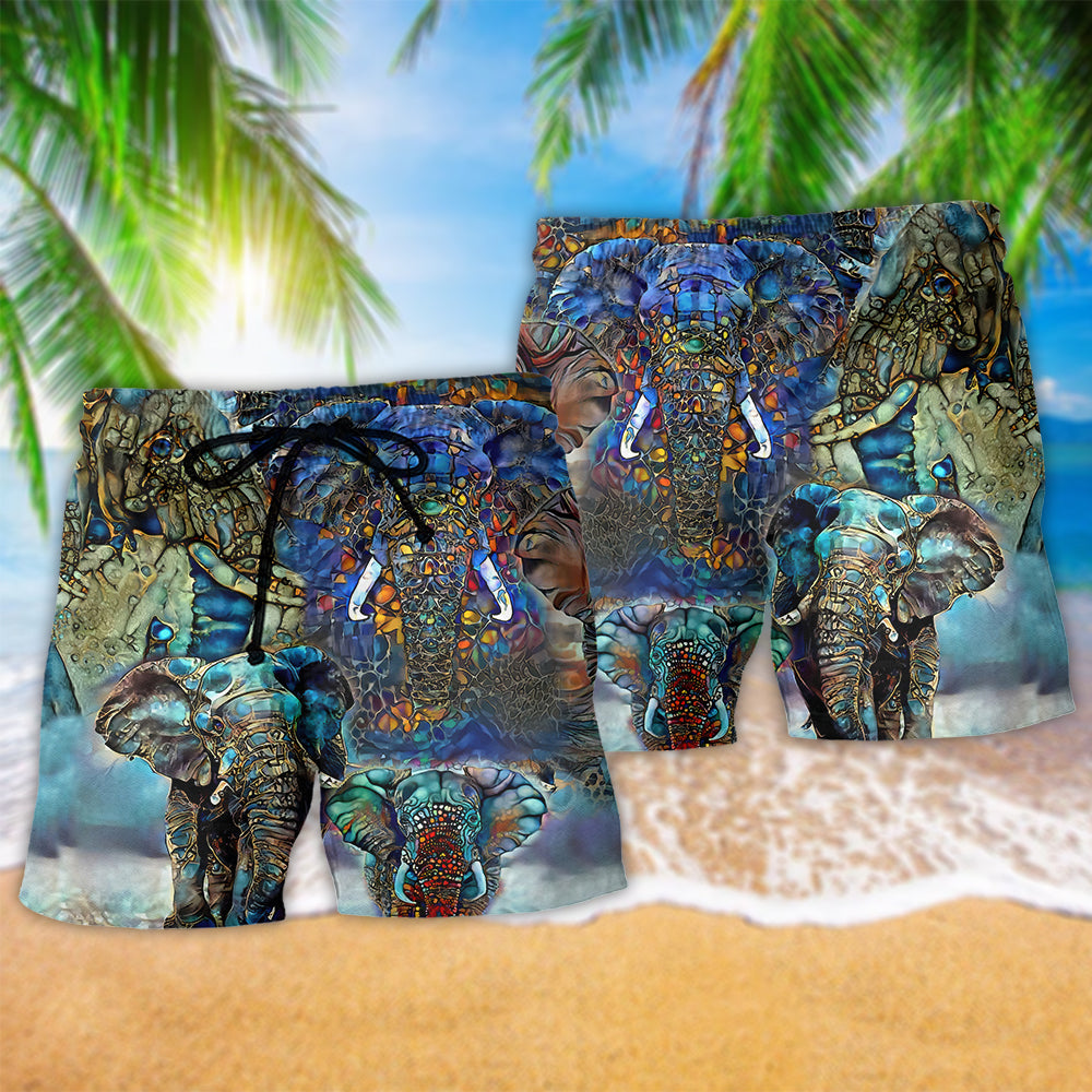 Elephant Love Forest Color Art – Beach Short