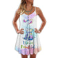 Elephant Summer Vibes Limited 1 – Women's Summer Sleeveless V-Neck Camisole Dress