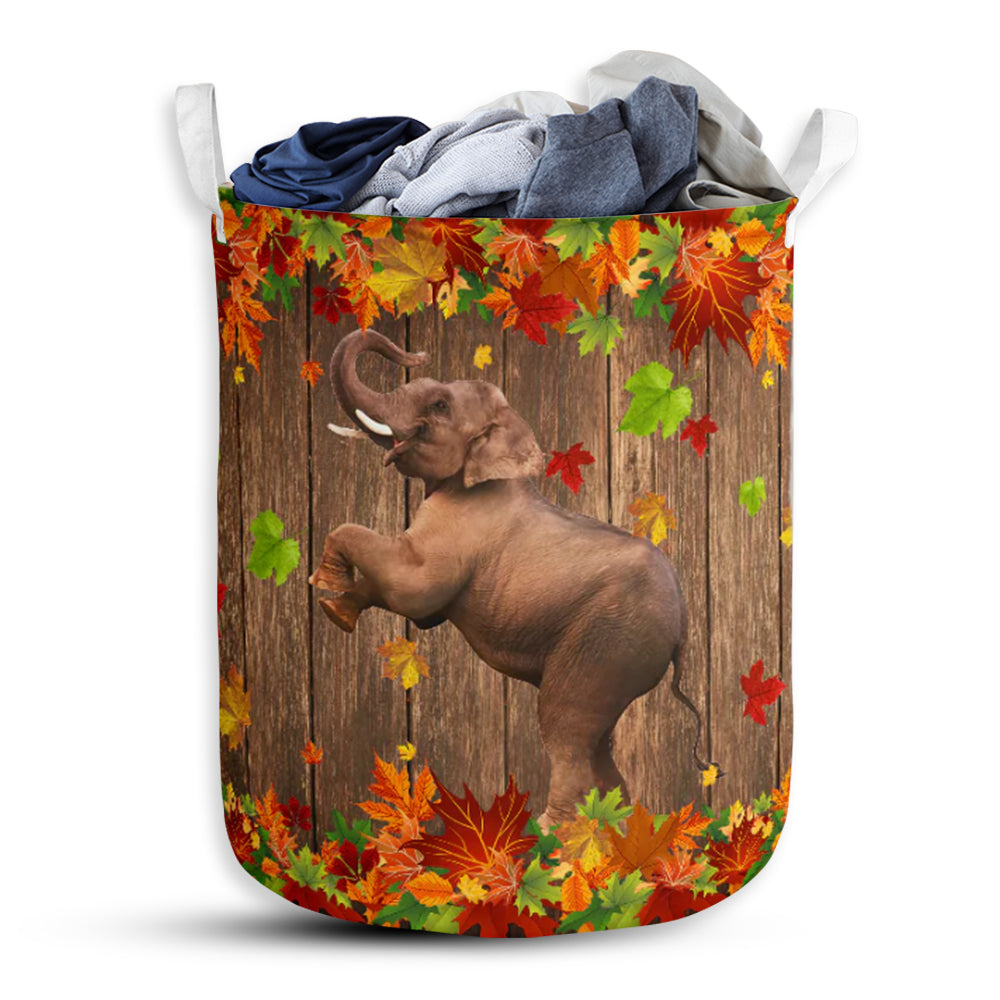 S: 17.72”x13.78” (45x35 cm) Elephant Maple Leaves - Laundry Basket - Owls Matrix LTD