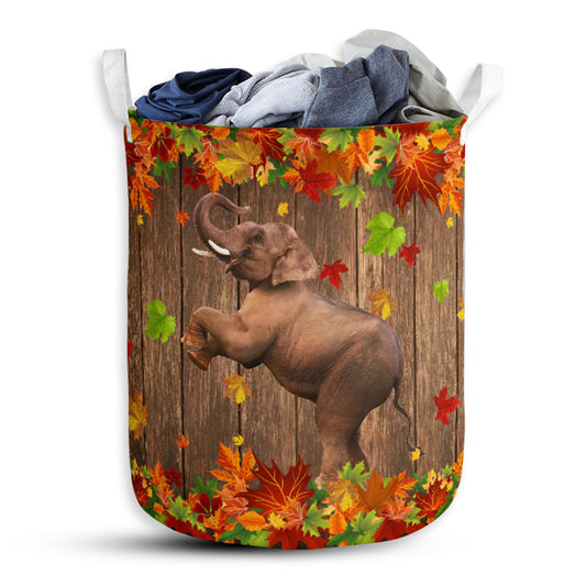 S: 17.72”x13.78” (45x35 cm) Elephant Maple Leaves - Laundry Basket - Owls Matrix LTD