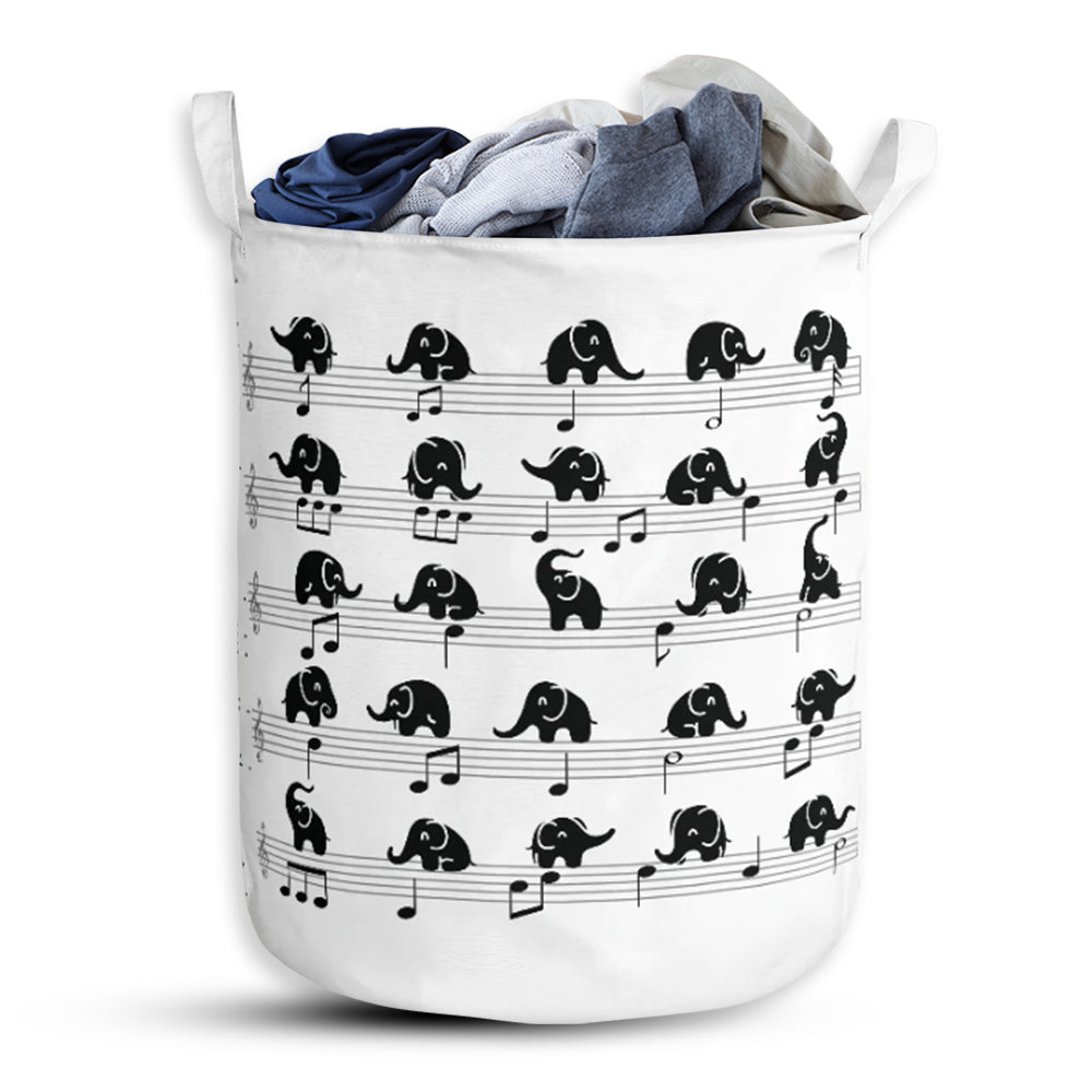S: 17.72”x13.78” (45x35 cm) Elephant Music - Laundry Basket - Owls Matrix LTD