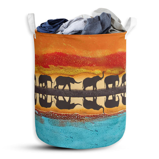 S: 17.72”x13.78” (45x35 cm) Elephant Reflection - Laundry Basket - Owls Matrix LTD