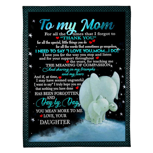 Elephant To My Mom You Are The World To Me 50 x 60 Inch Flannel Blanket For Cozy Bedroom And Sofa Decor