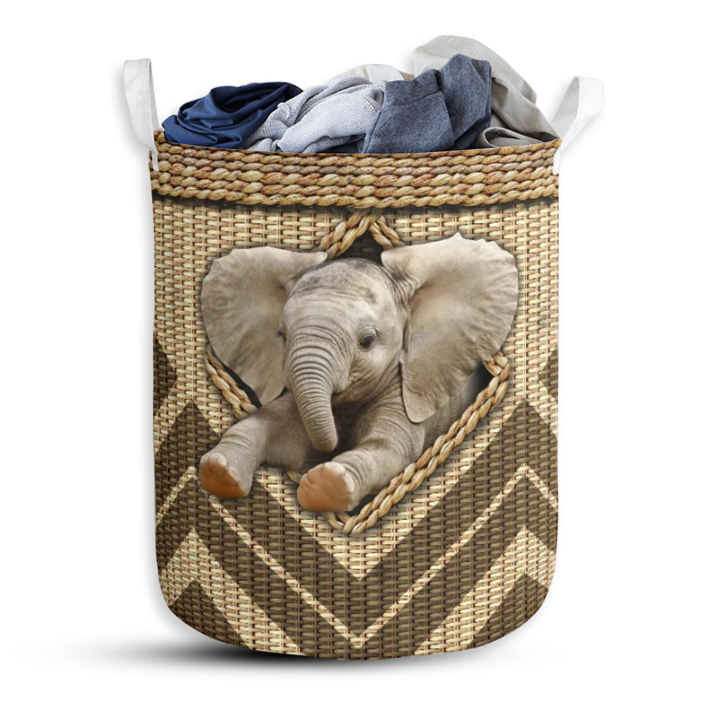 Elephant Wickerwork Hole - Laundry Basket - Owls Matrix LTD