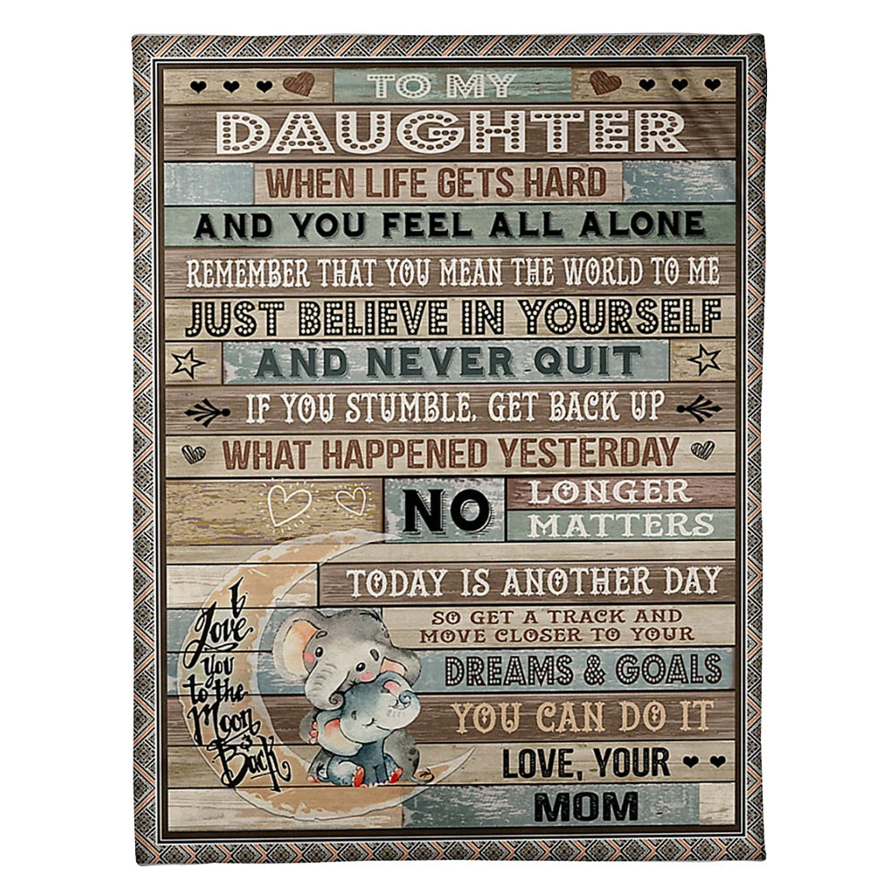 Elephant You Can Do It Daughter Gift 50 x 60 Inch Flannel Blanket For Cozy Bedroom And Sofa Decor
