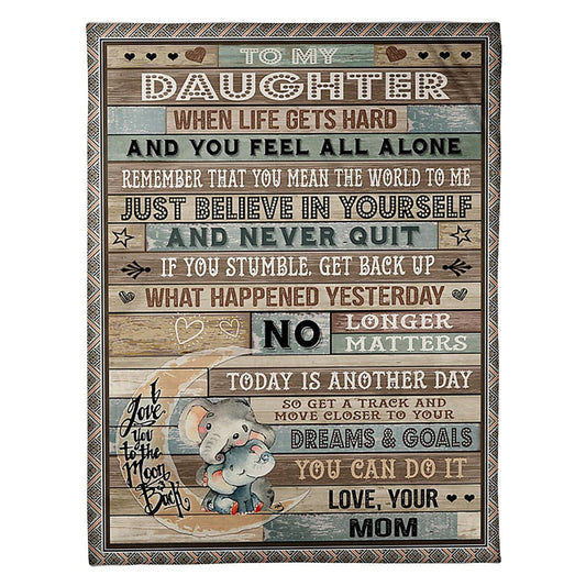 Elephant You Can Do It Daughter Gift 50 x 60 Inch Flannel Blanket For Cozy Bedroom And Sofa Decor