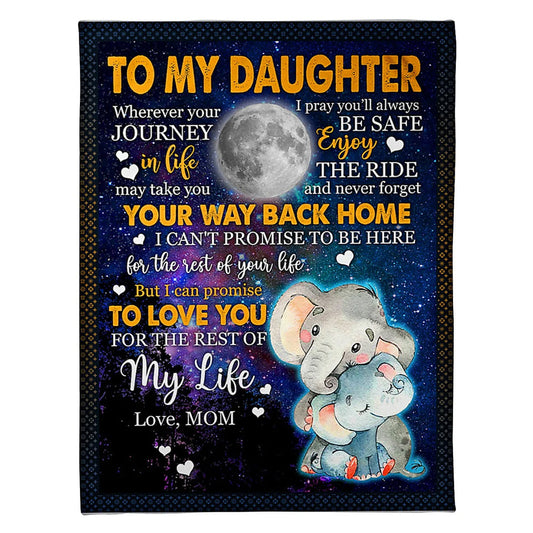 Elephant Comforting Home Message Daughter Gift 50 x 60 Inch Flannel Blanket For Cozy Bedroom And Sofa Decor