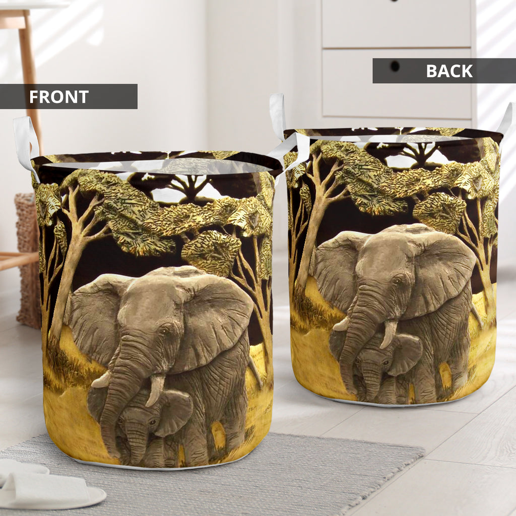 Elephant Art Gourds - Laundry Basket - Owls Matrix LTD
