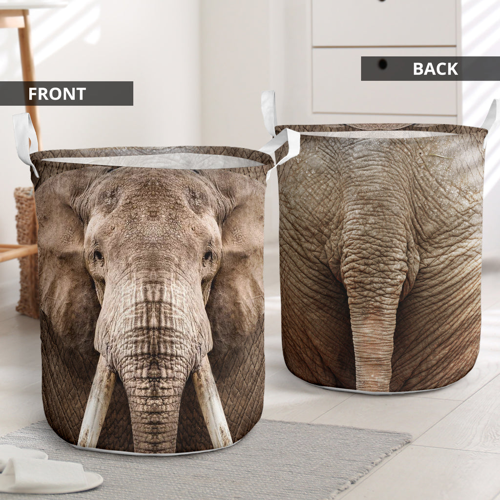 Elephant Face And Butt - Laundry Basket - Owls Matrix LTD