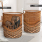 Elephant Family Rattan Teaxture - Laundry Basket - Owls Matrix LTD