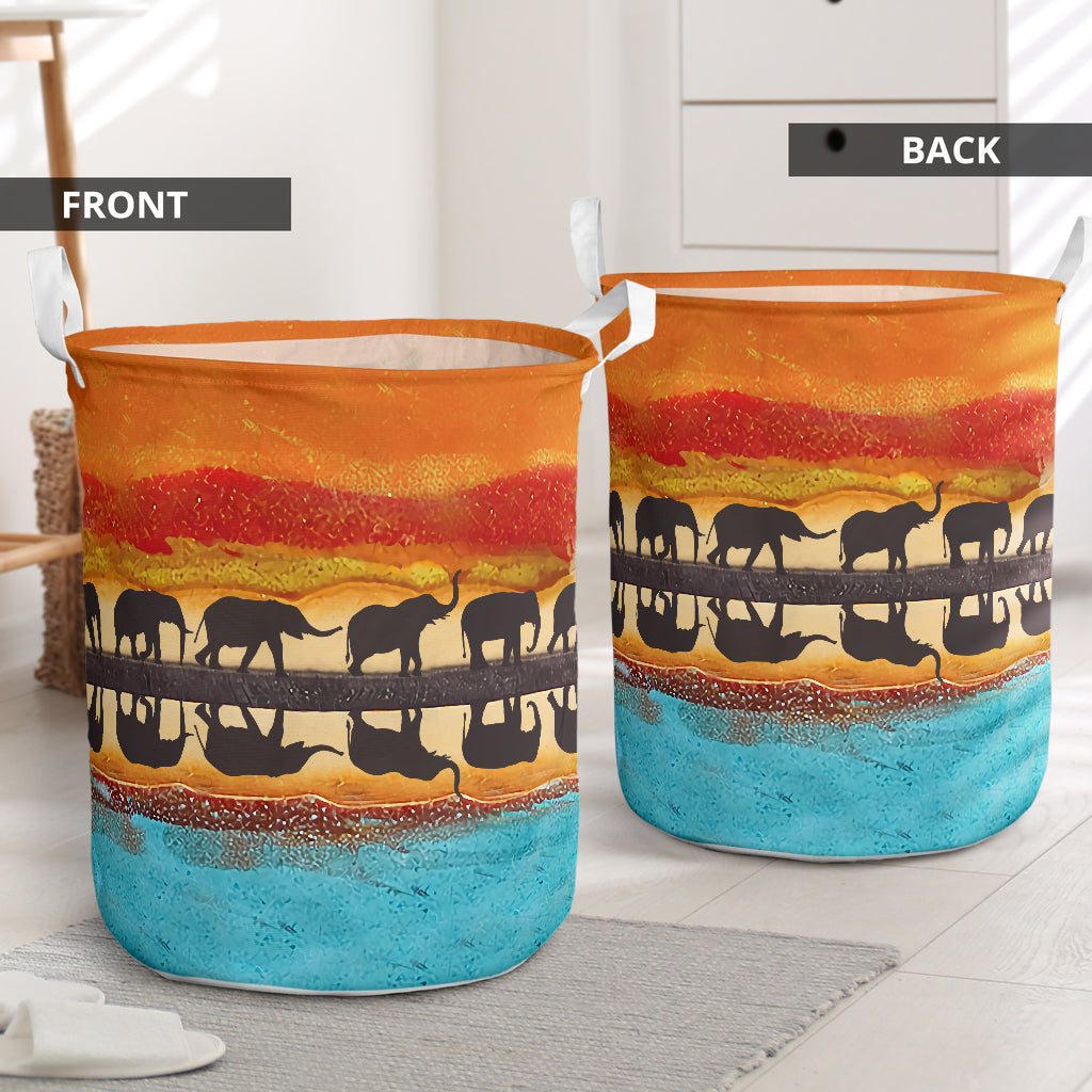 Elephant Reflection - Laundry Basket - Owls Matrix LTD