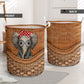 Elephant Ribbon Rattan Teaxture - Laundry Basket - Owls Matrix LTD
