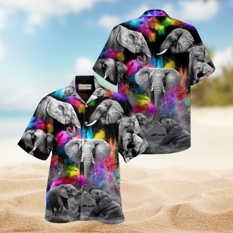 Elephants Colorful And Black Edition – Hawaiian Shirt