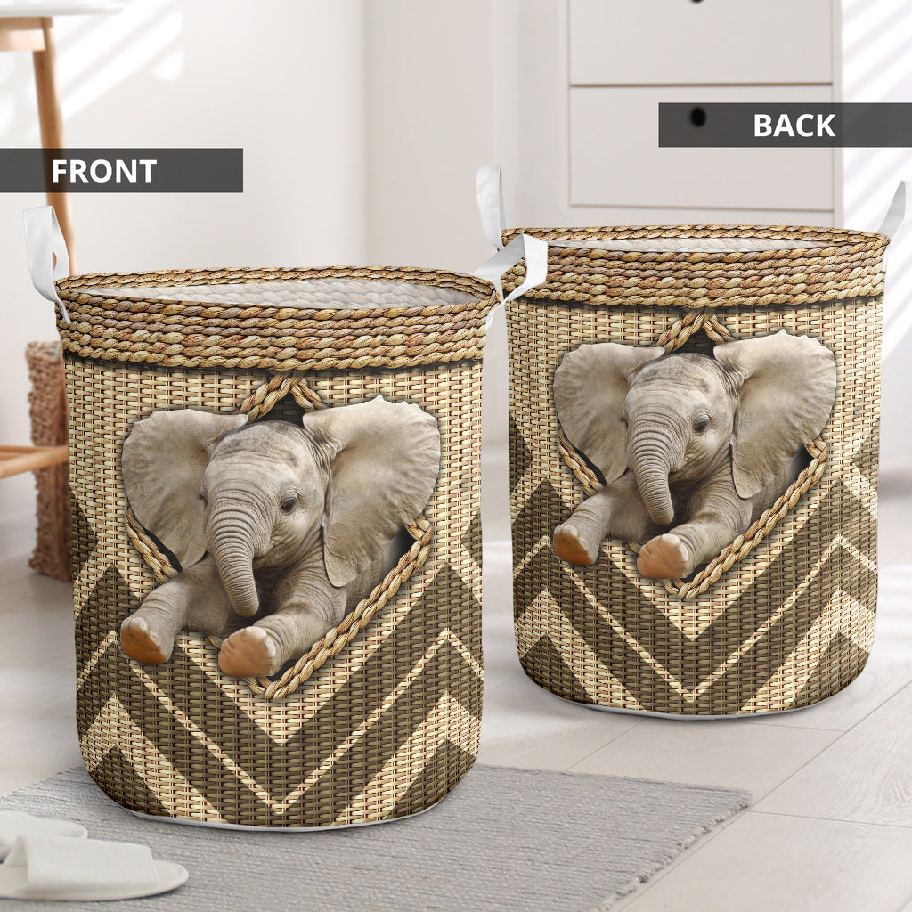 S: 17.72”x13.78” (45x35 cm) Elephant Wickerwork Hole - Laundry Basket - Owls Matrix LTD