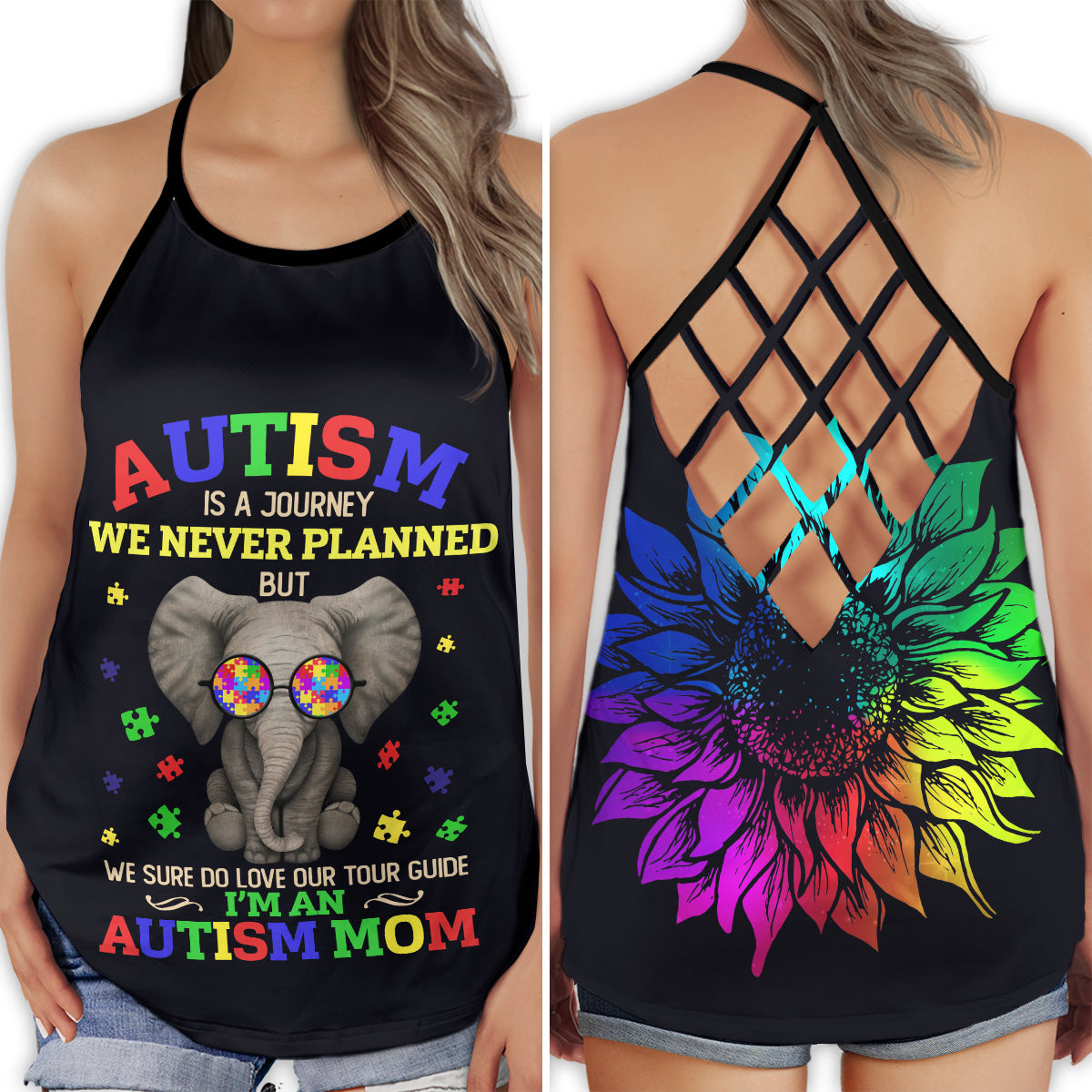 Autism Elephant Mom Edition – Hollow Tank Top
