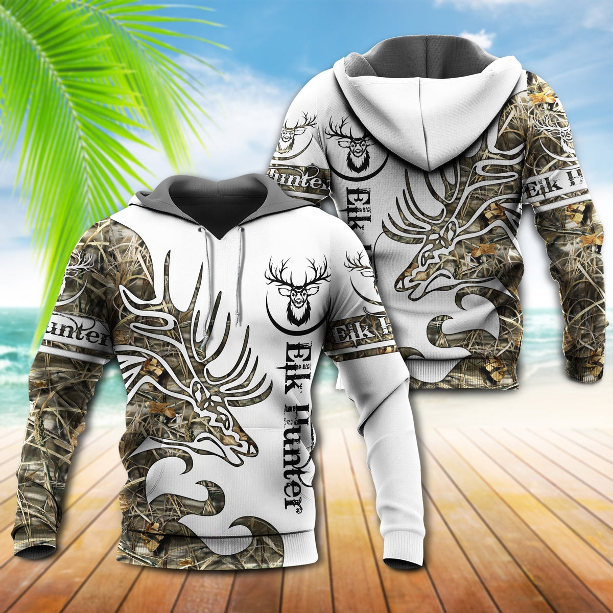 Elk Huntaholic Forest Camo - 3D Hoodie