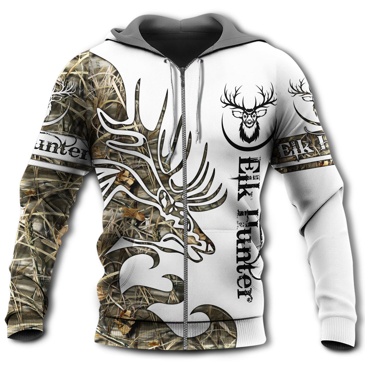 Elk Huntaholic Forest Camo - 3D Hoodie