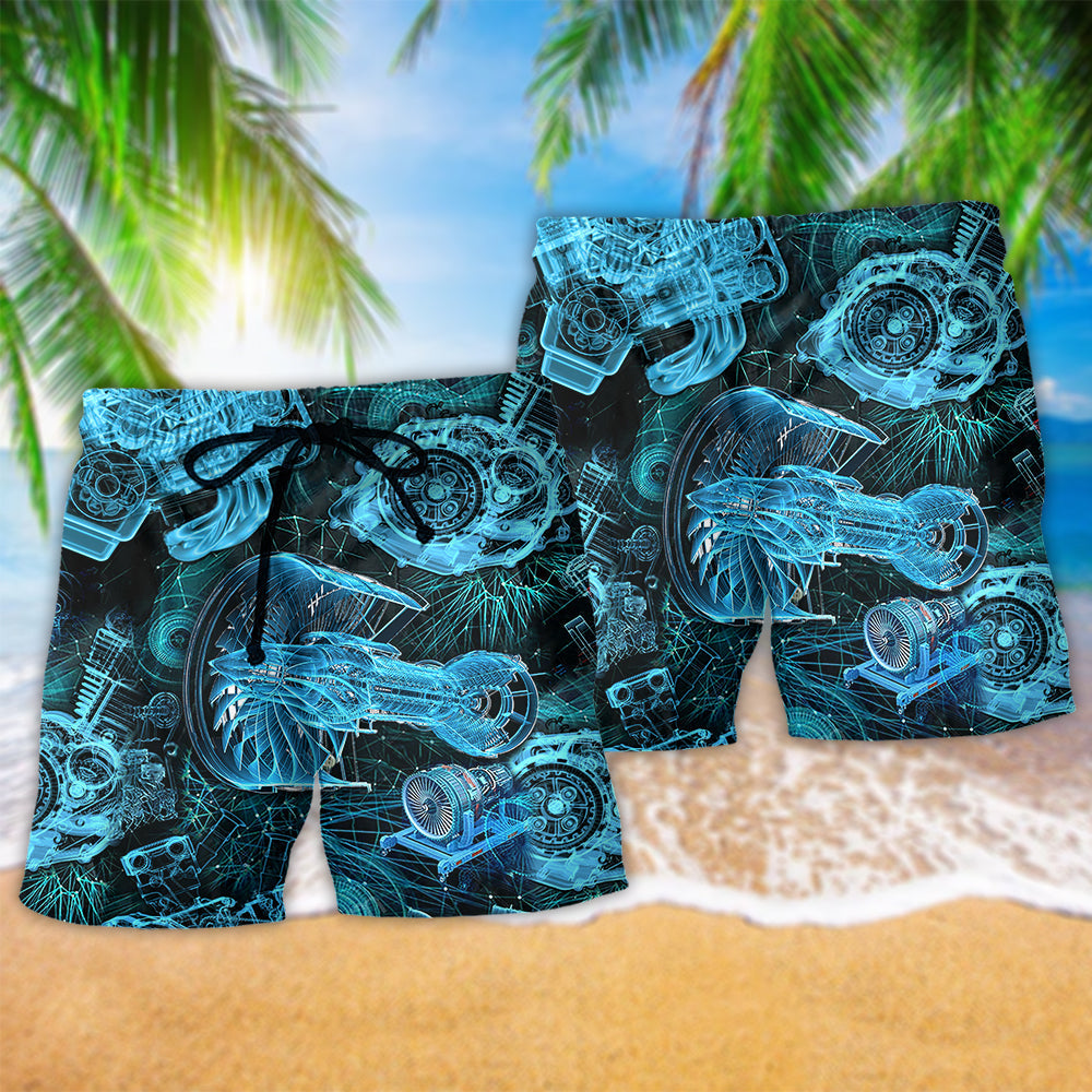 Engine Blueprint Inspired Design – Beach Short