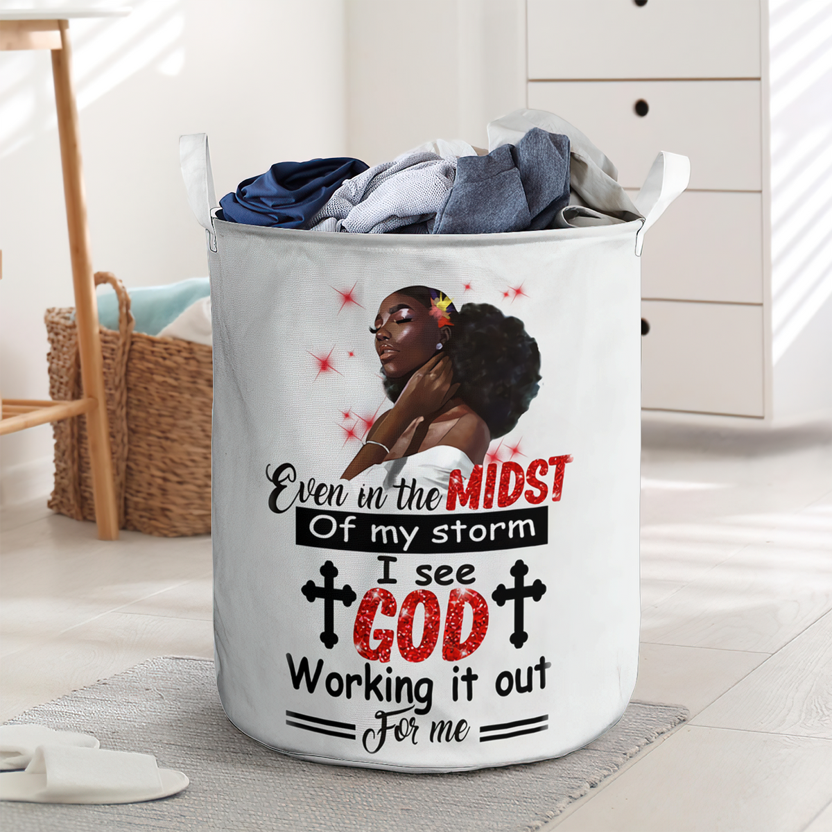Even in the midst black woman - Laundry basket - LAUB11NGC240222 - Owls Matrix LTD
