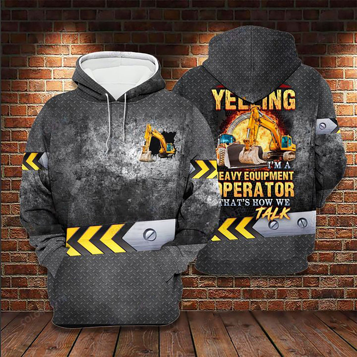 Excavator Heavy Equipment Art – 3D Hoodie
