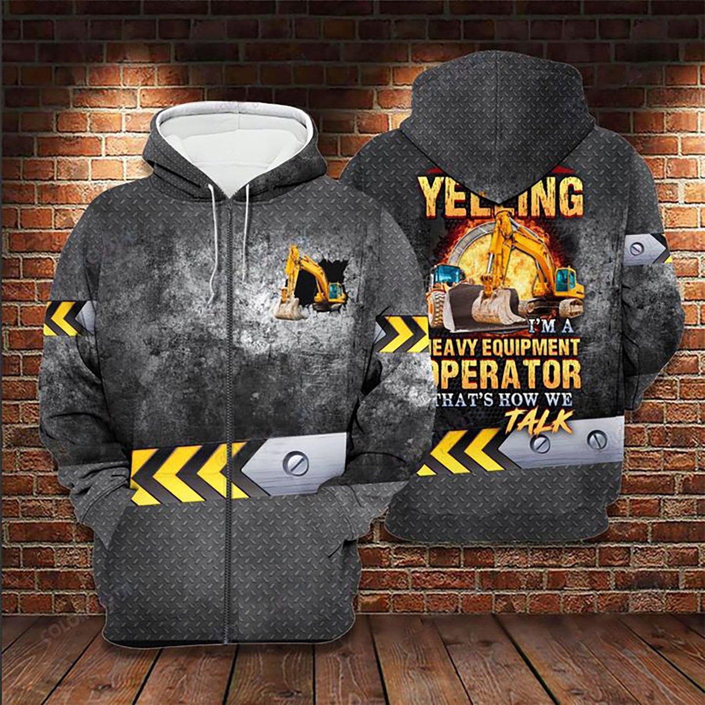 Excavator Heavy Equipment Art – 3D Hoodie