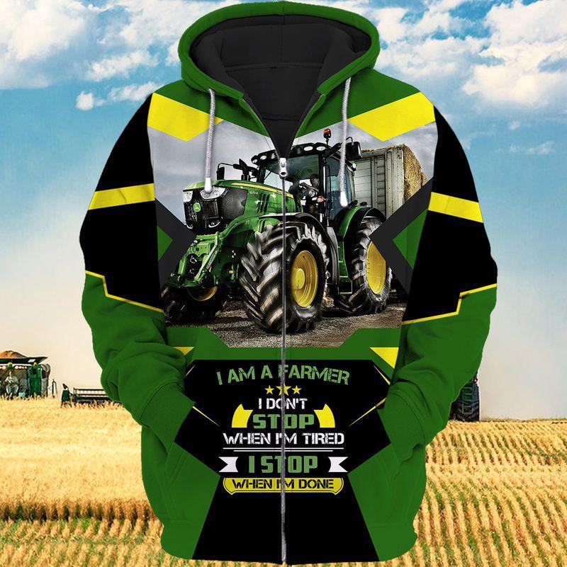 Farmer Stop When Im Done Quote – 3D Hoodie