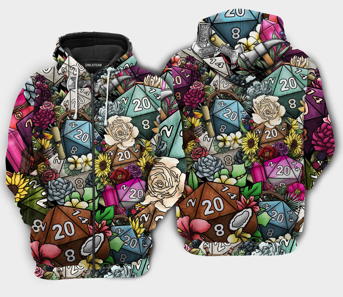 D20 Flower Hippie Dice - 3D Hoodie