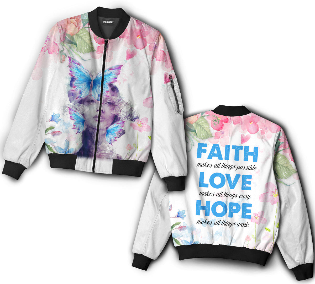 Flowers girl loves butterfly - Bomber jacket - BOMJ05TNH030921-Owls Matrix