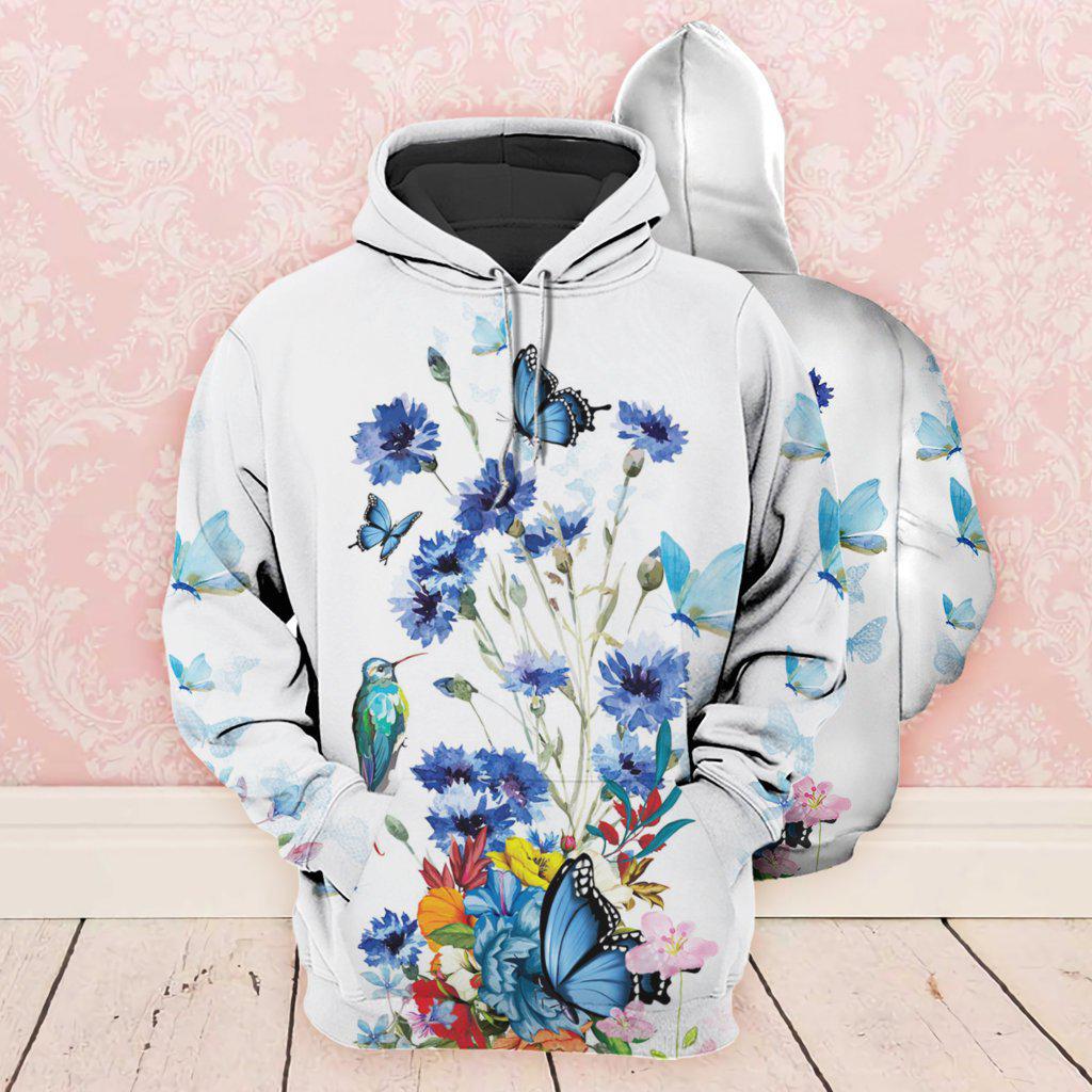 Flowers Bird Butterfly Art - 3D Hoodie