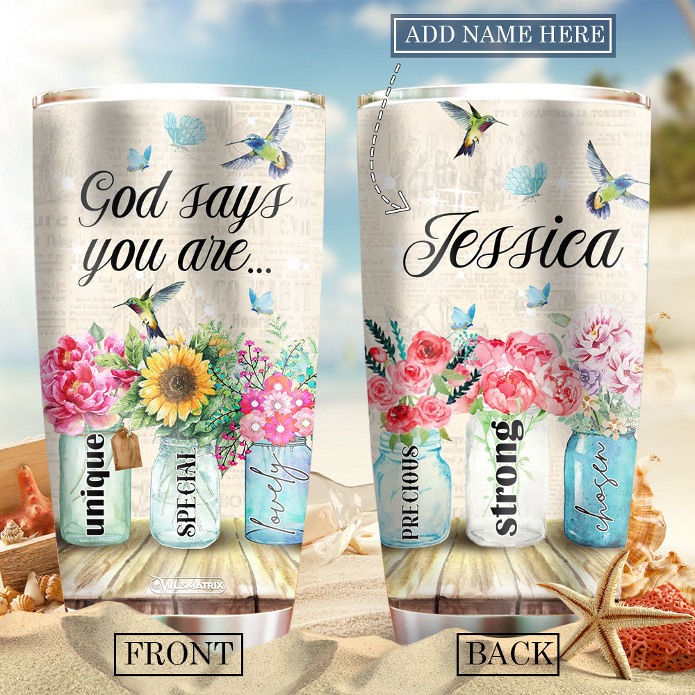 Floral God Says You Are Strong Personalized 20 Oz Tumbler