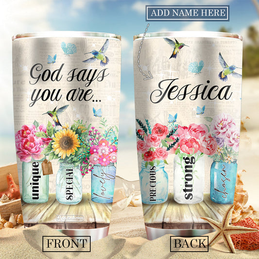Floral God Says You Are Strong Personalized 20 Oz Tumbler