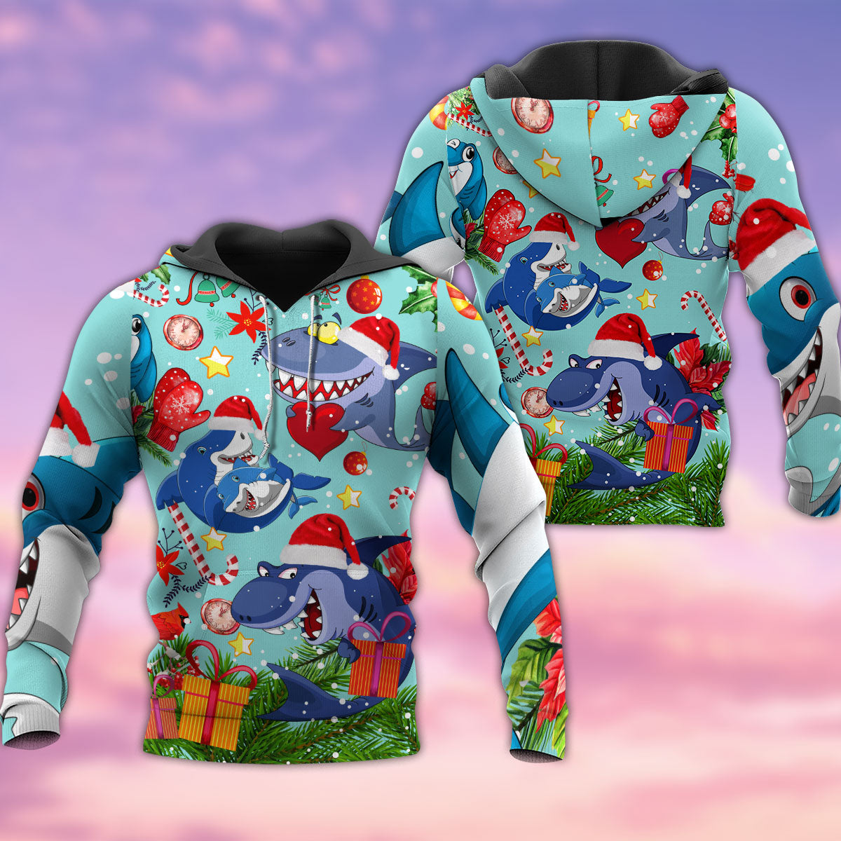 Christmas Sharks Ocean Love - 3D Hoodie