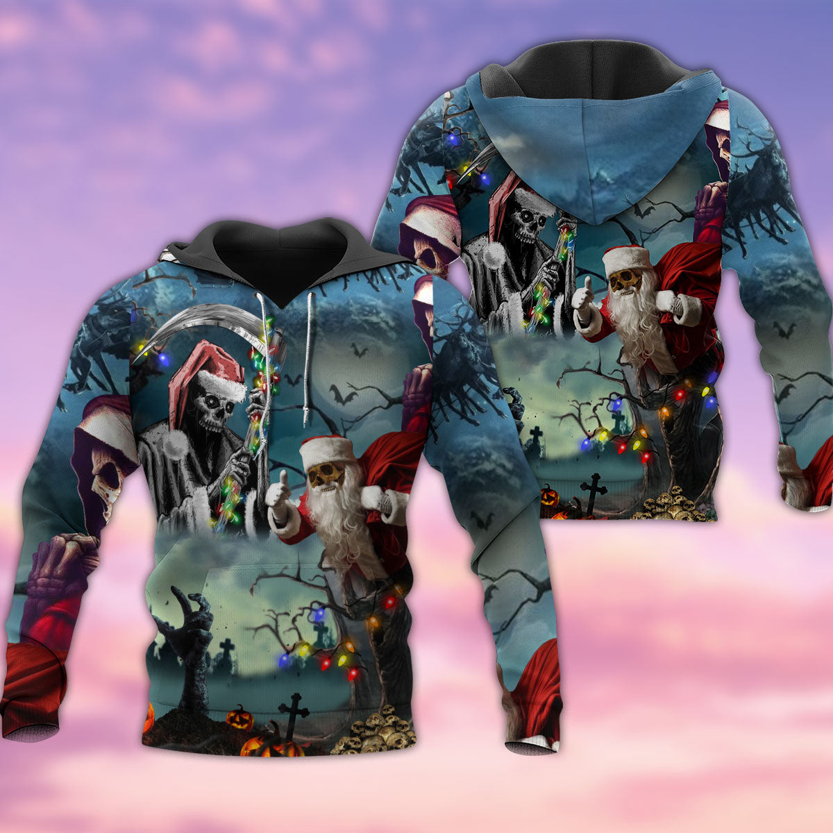Christmas Santa Skull Classic Style - 3D Hoodie