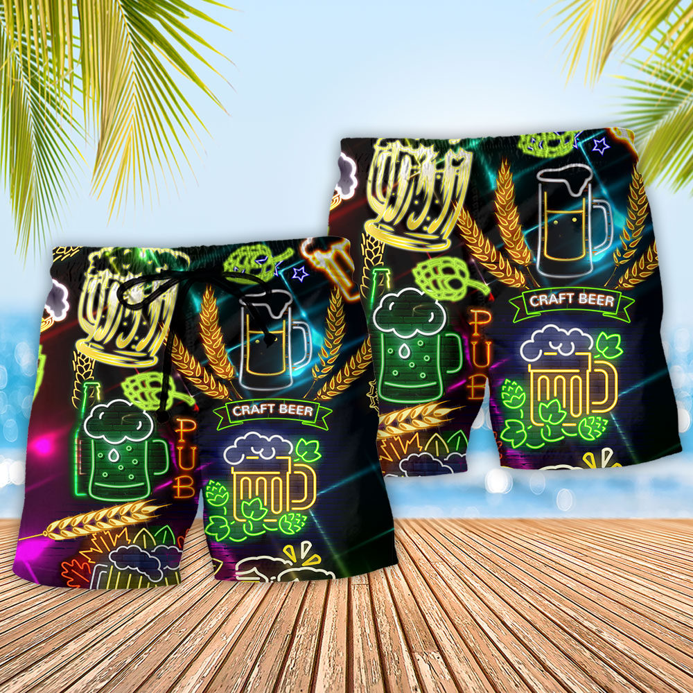 Beer O Clock Fun Quote Art – Beach Short