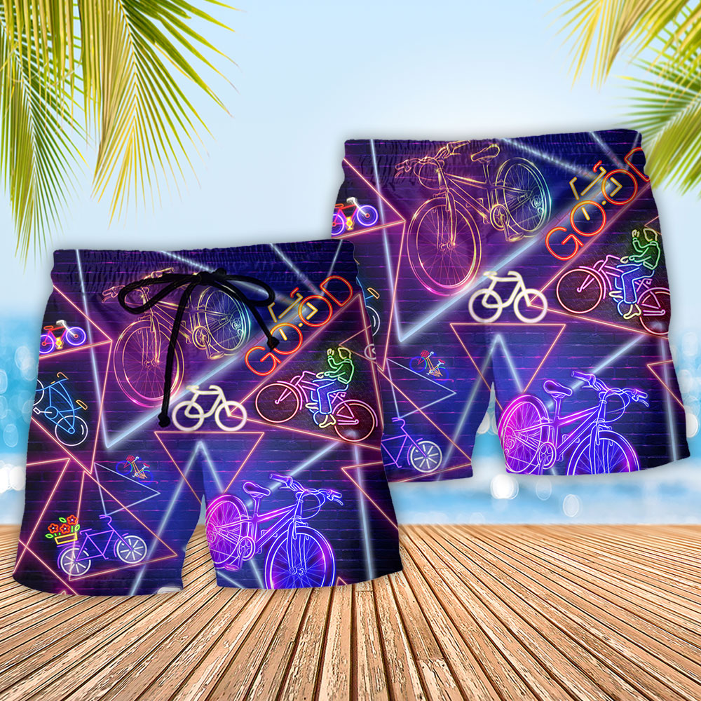 Neon Purple Bike Modern Art – Beach Short