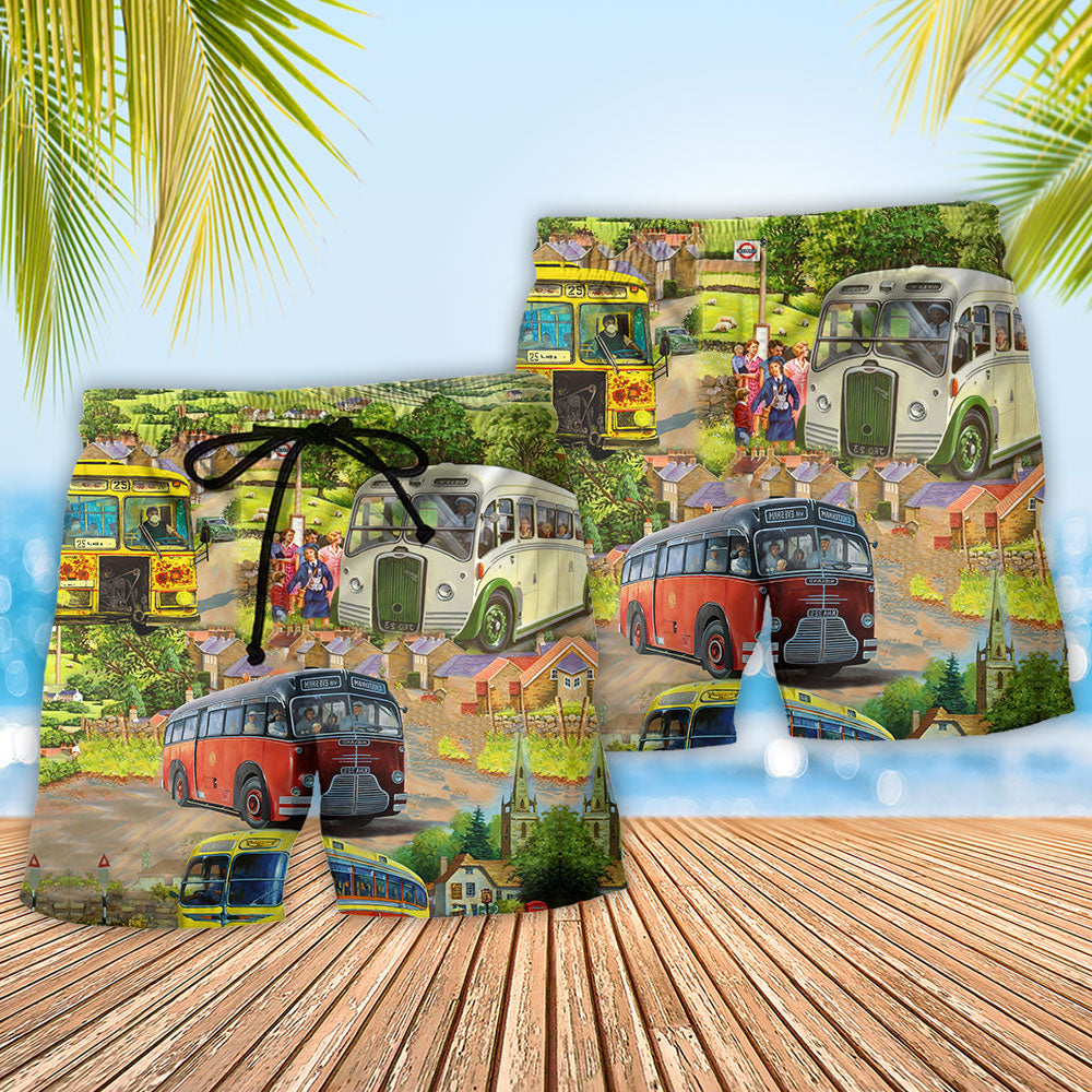 Funny Bus Driver Village Life Art – Beach Short