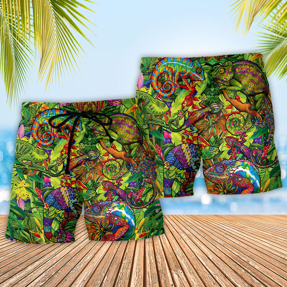 Abstract Colorful Chameleon Art – Beach Short