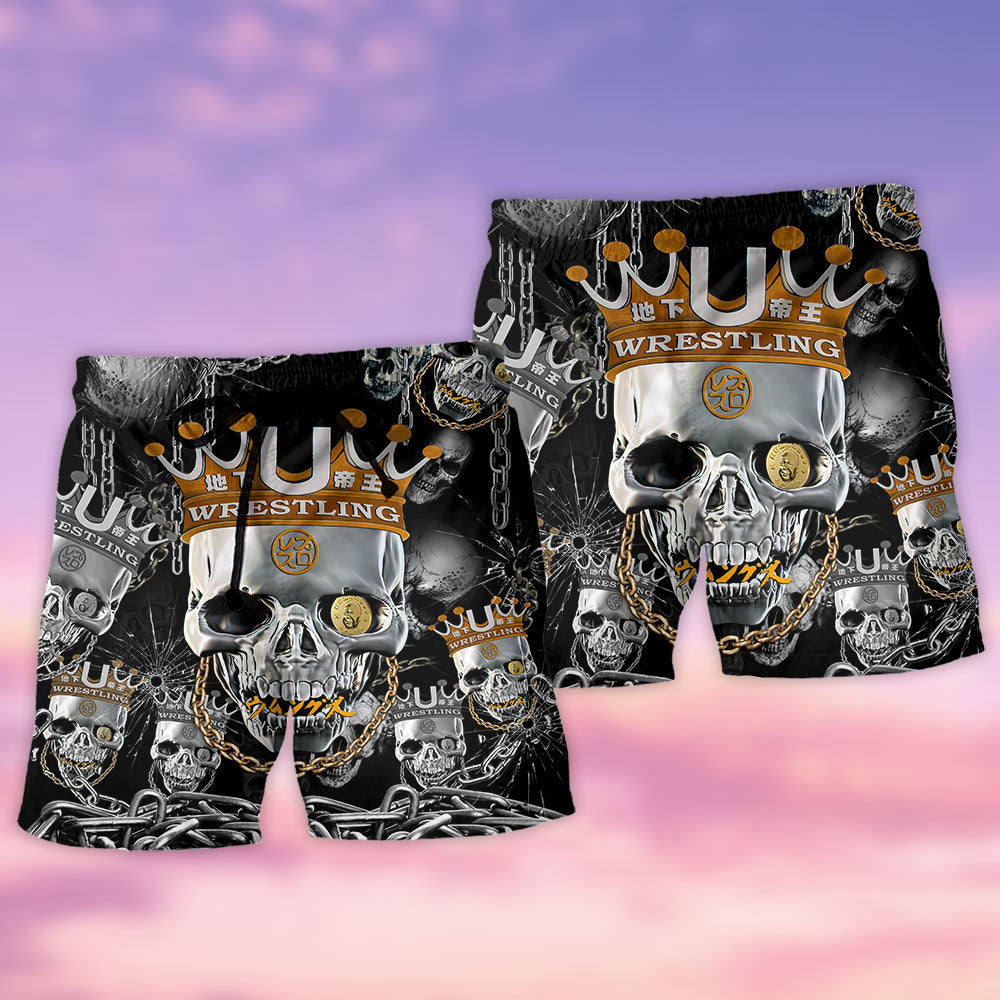 Skull Wrestling Chain Design – Beach Short