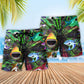 Neon Angry Shark Graphic Art – Beach Short