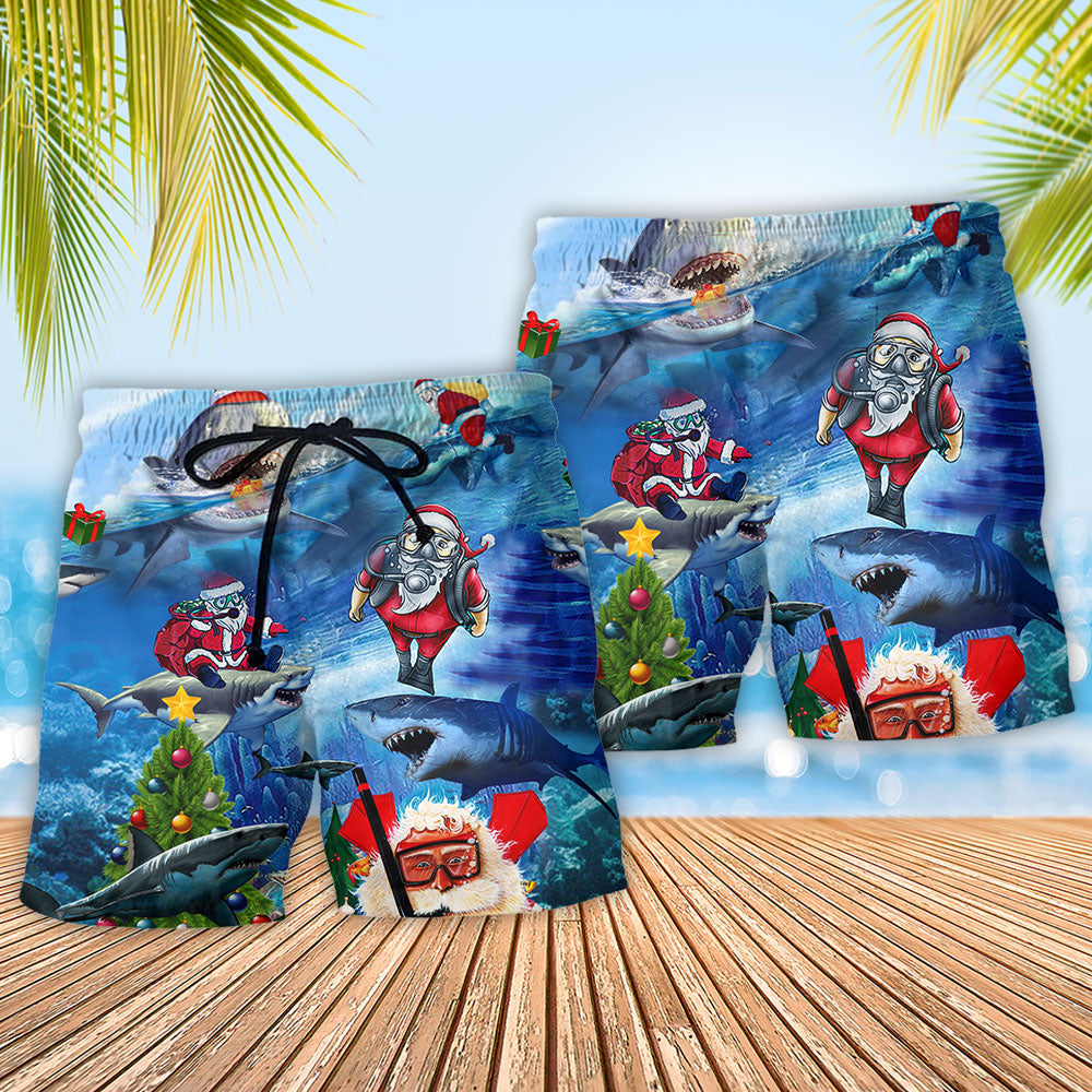 Shark Santa American Christmas Fun – Beach Short
