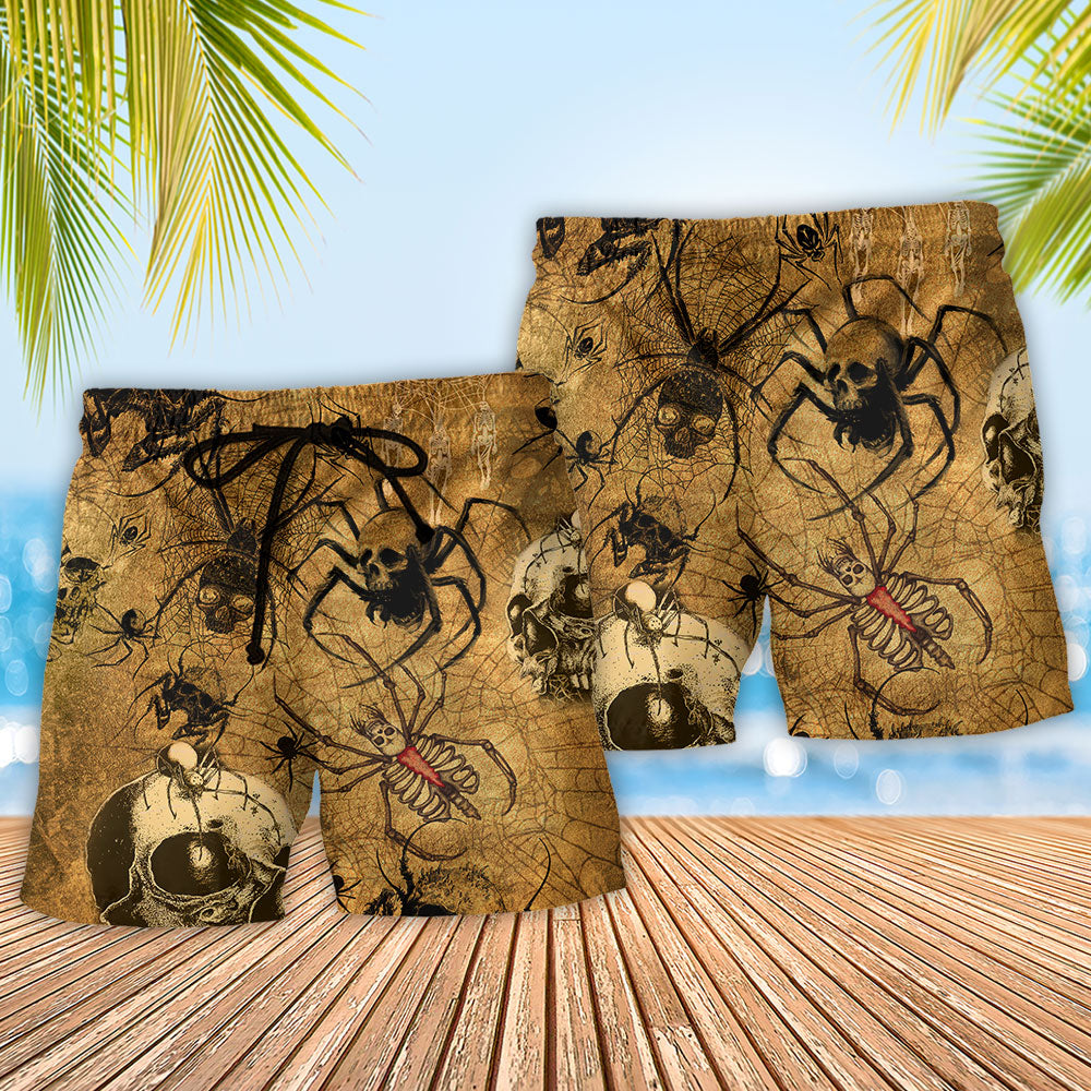 Vintage Skull Spider Humor Graphic – Beach Short
